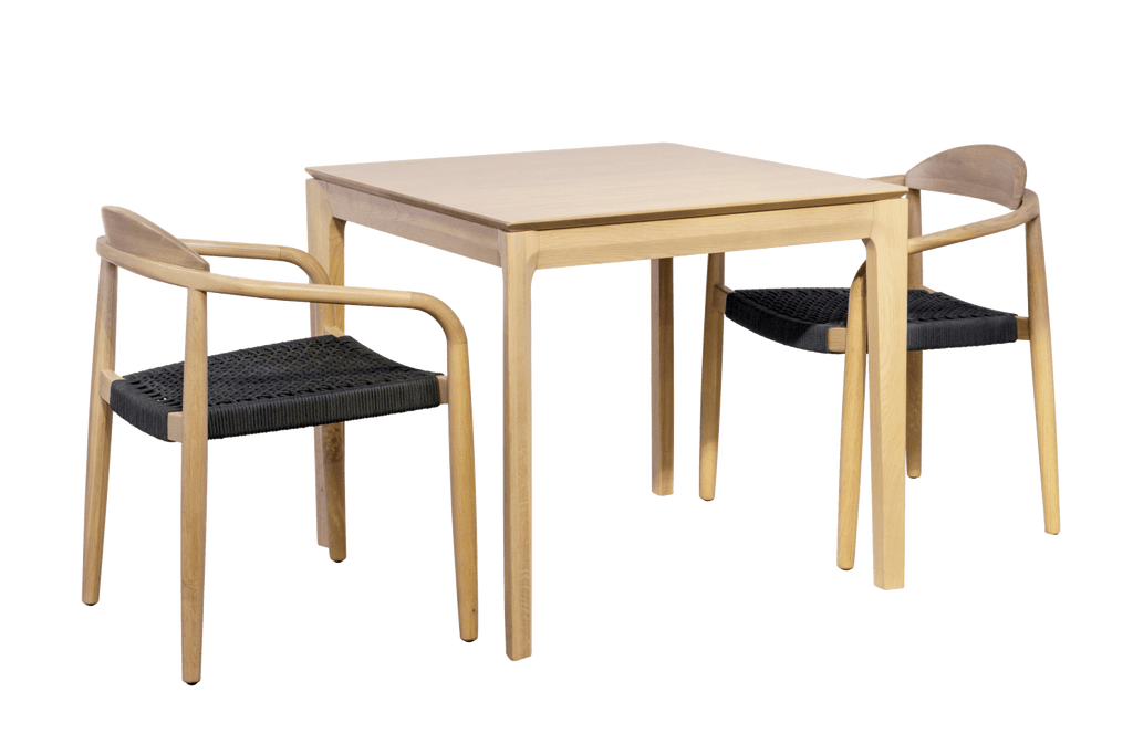 Nestchp egetræbord med 2 javi stole 